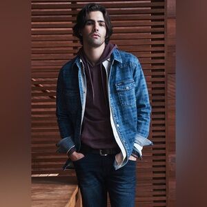 Shane Men's Long-Sleeve Denim Shirt in Indigo Plaid